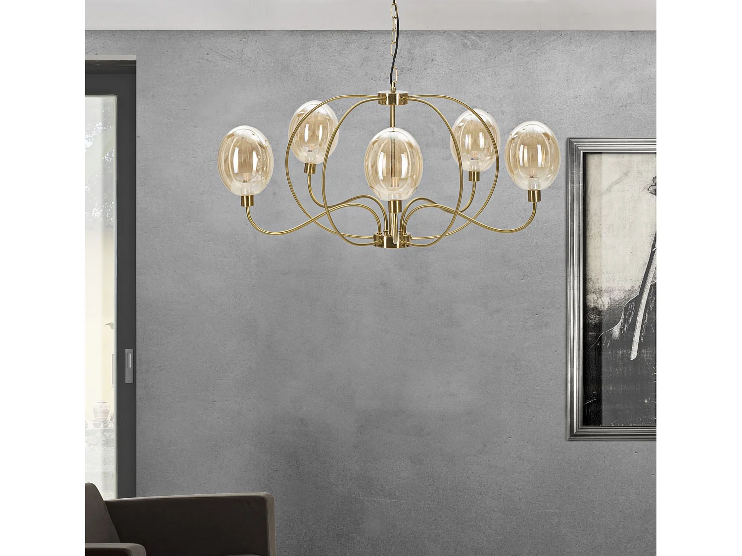 Lampe Suspension Design "Vienna" 100cm Or