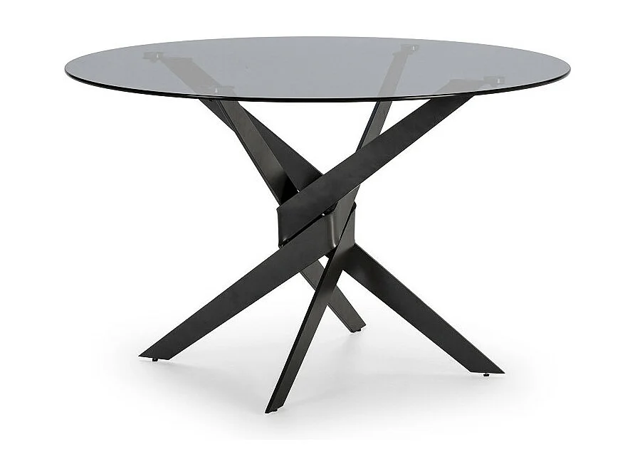 Dravon - Table à manger 6 personnes en verre trempé et métal - Noir