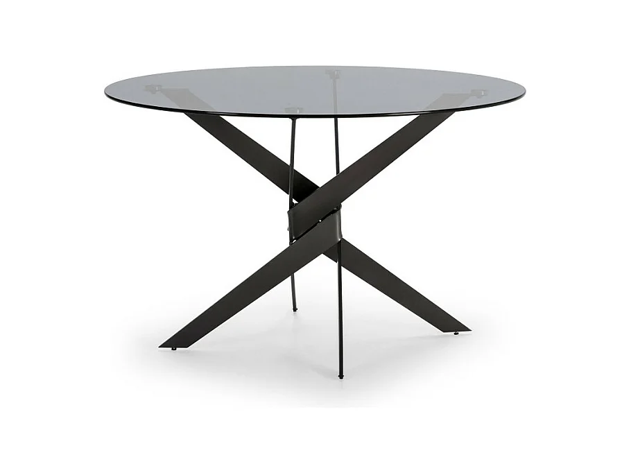 Dravon - Table à manger 6 personnes en verre trempé et métal - Noir