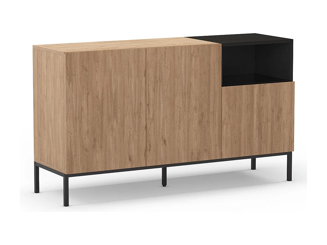 Austin - Buffet 3 portes en bois et métal L140cm - Bois clair