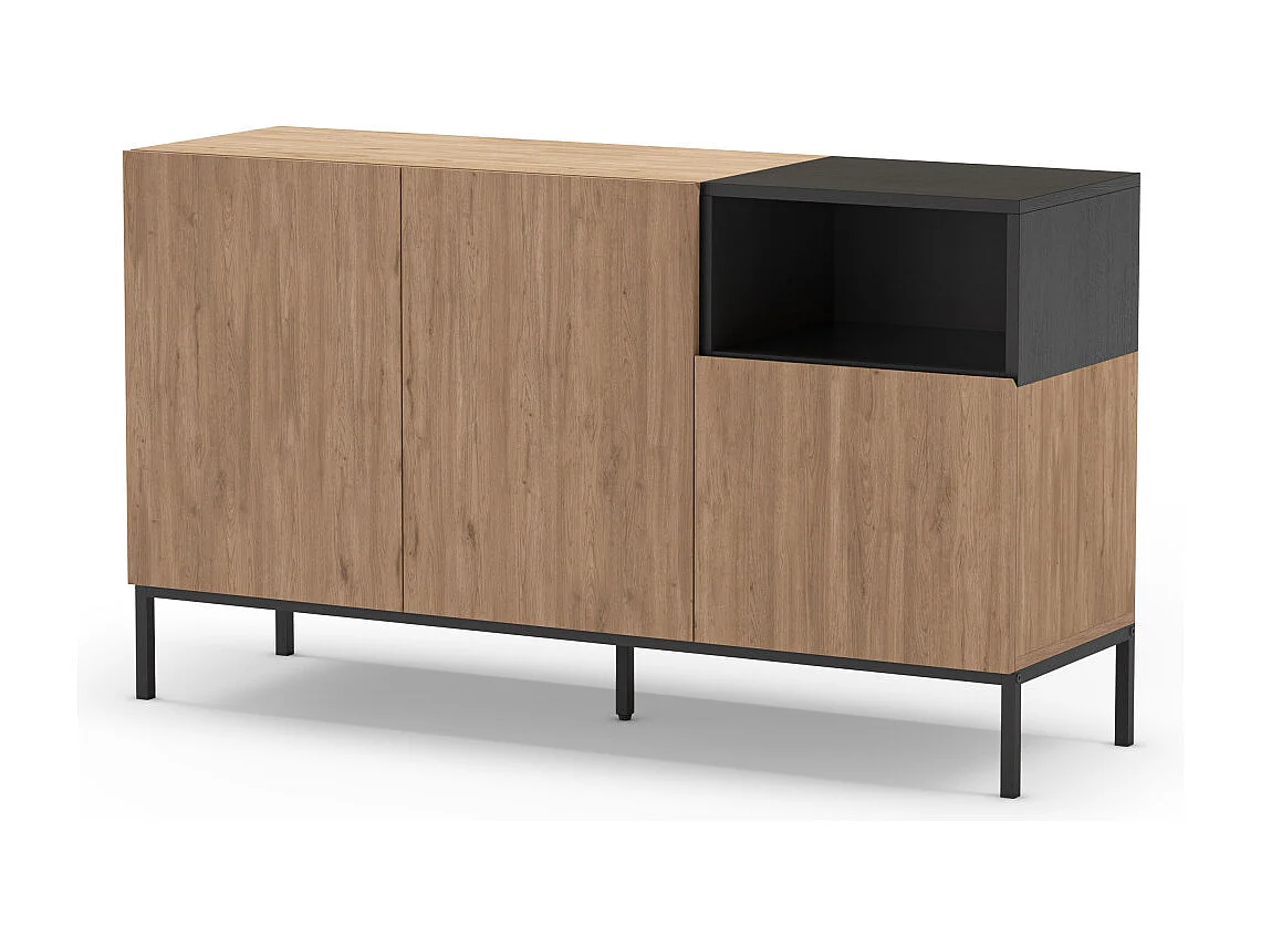 Austin - Buffet 3 portes en bois et métal L140cm - Bois clair