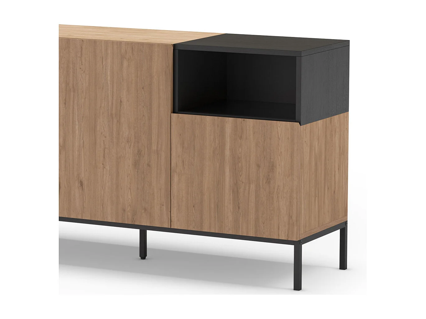 Austin - Buffet 3 portes en bois et métal L140cm - Bois clair