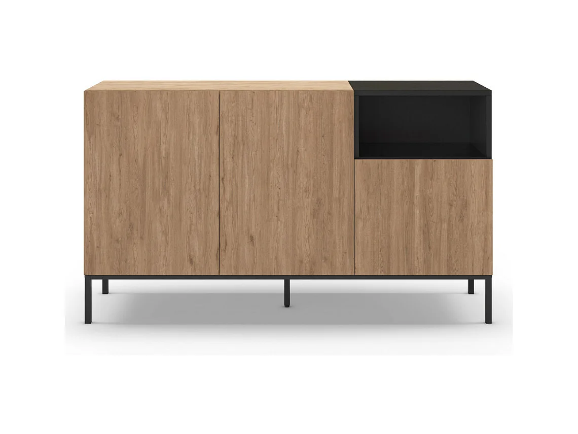 Austin - Buffet 3 portes en bois et métal L140cm - Bois clair
