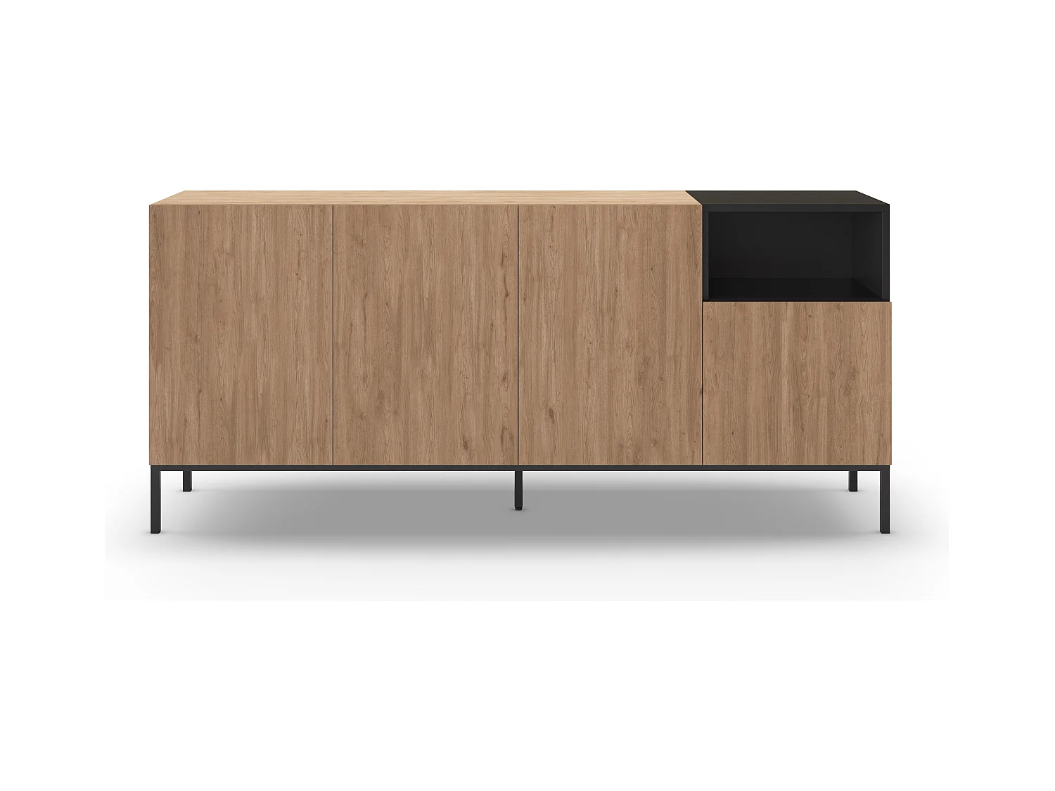 Austin - Buffet 4 portes en bois et métal L180cm - Bois clair