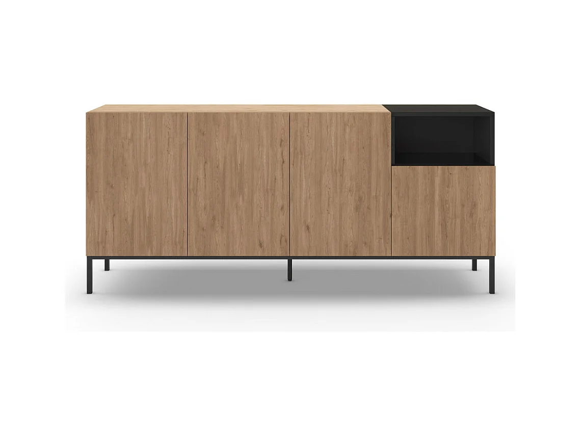 Austin - Buffet 4 portes en bois et métal L180cm - Bois clair