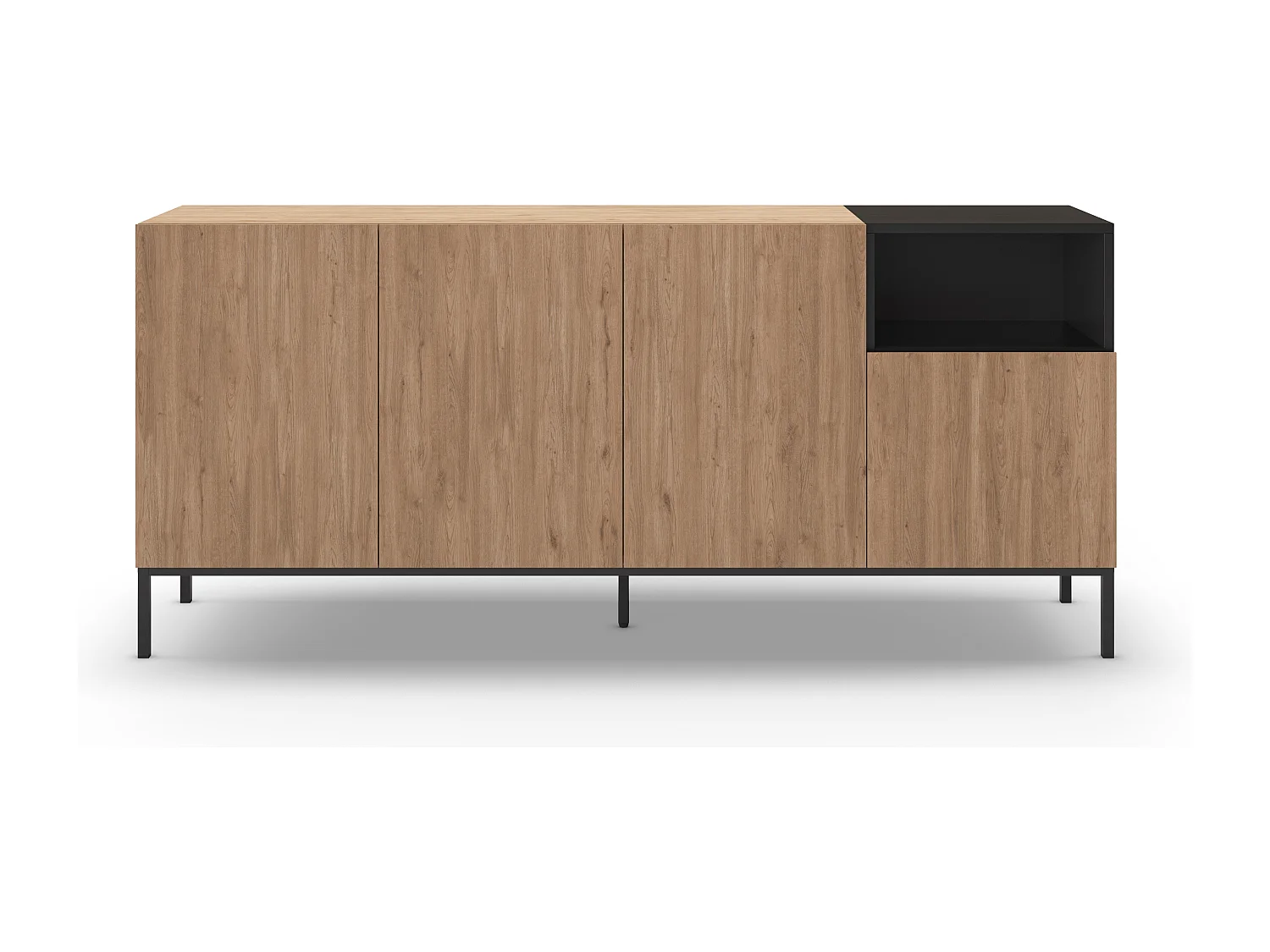 Austin - Buffet 4 portes en bois et métal L180cm - Bois clair