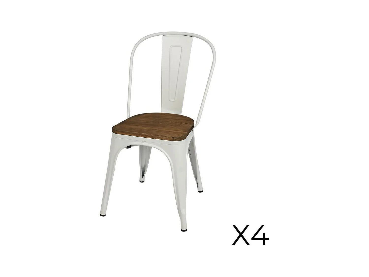 Lot de 4 chaises en métal blanc style industriel. Collection FACTORY.