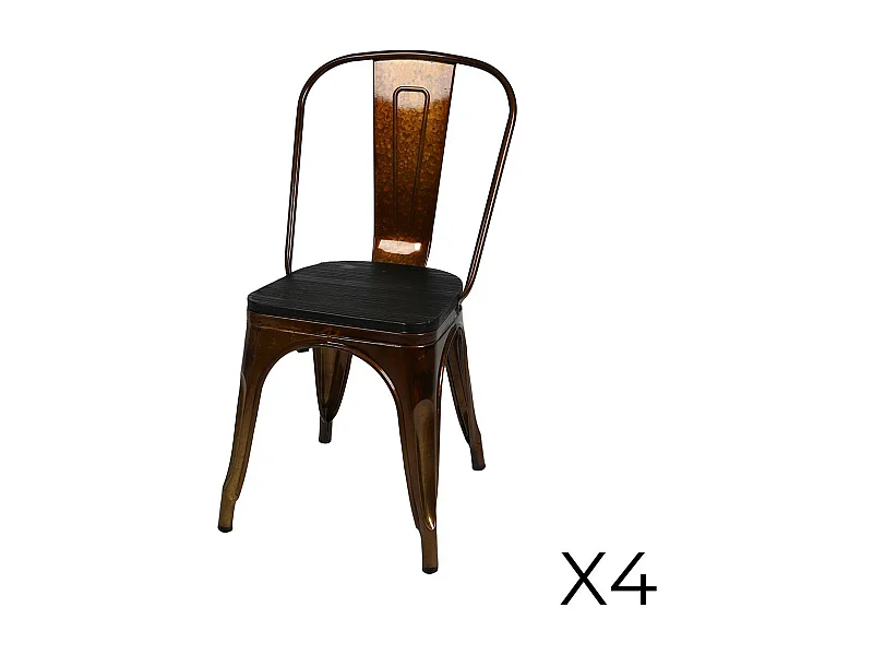 Lot de 4 chaises en métal doré style industriel. Collection FACTORY.