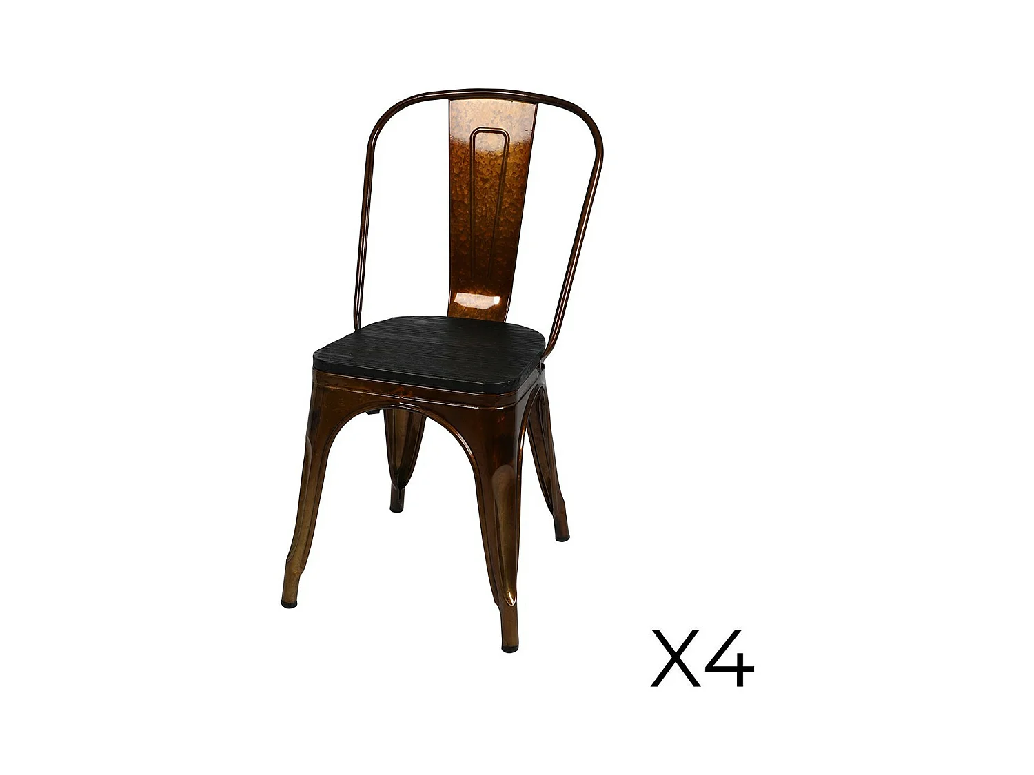 Set van 4 gouden metalen stoelen in industriële stijl. Collectie FACTORY.