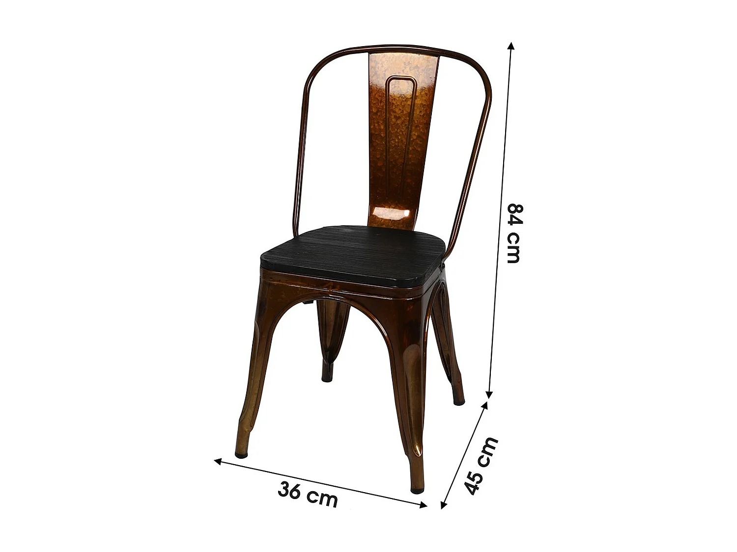 Lot de 4 chaises en métal doré style industriel. Collection FACTORY.