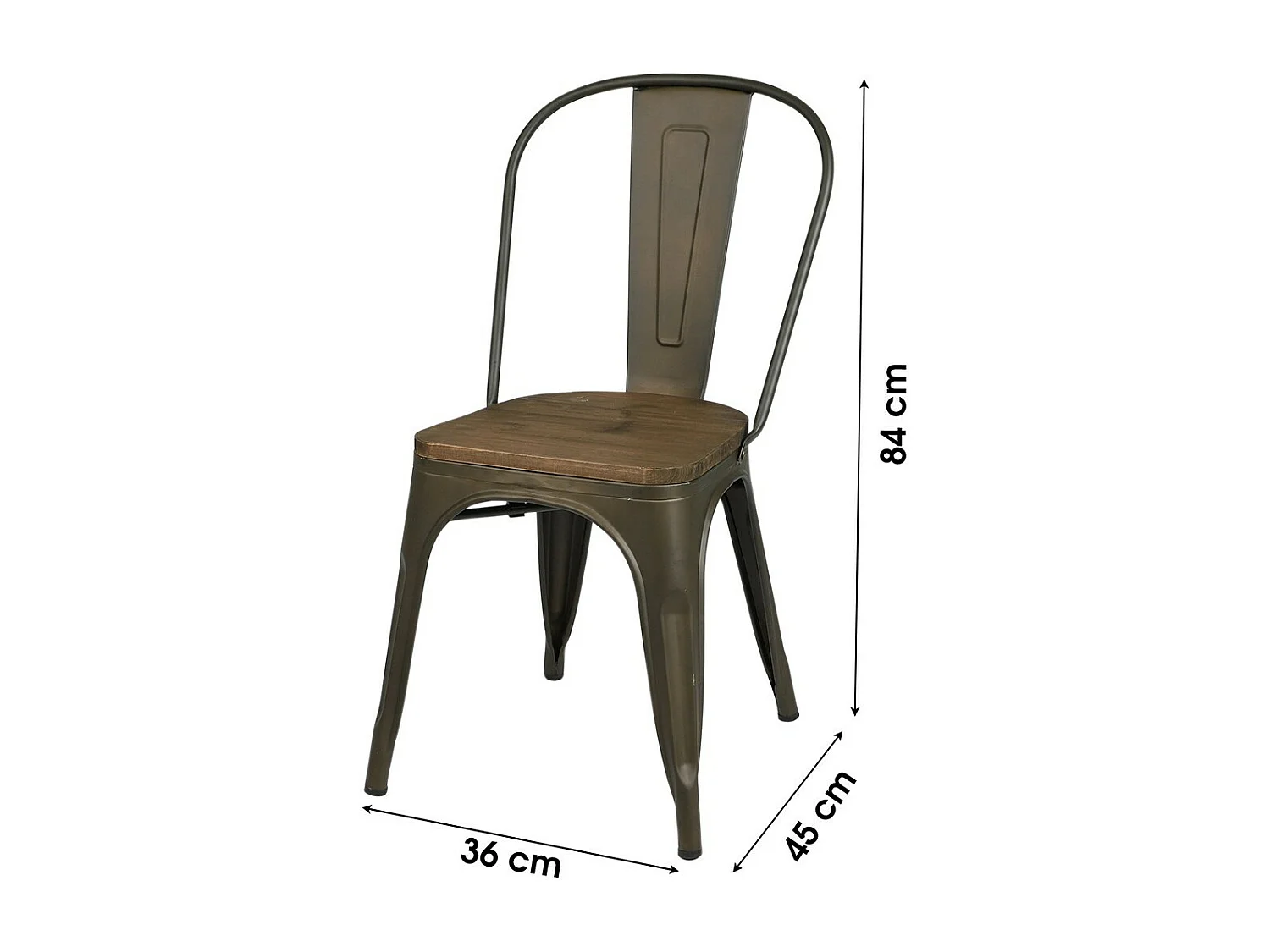 Lot de 4 chaises en métal gris foncé style industriel. Collection FACTORY.