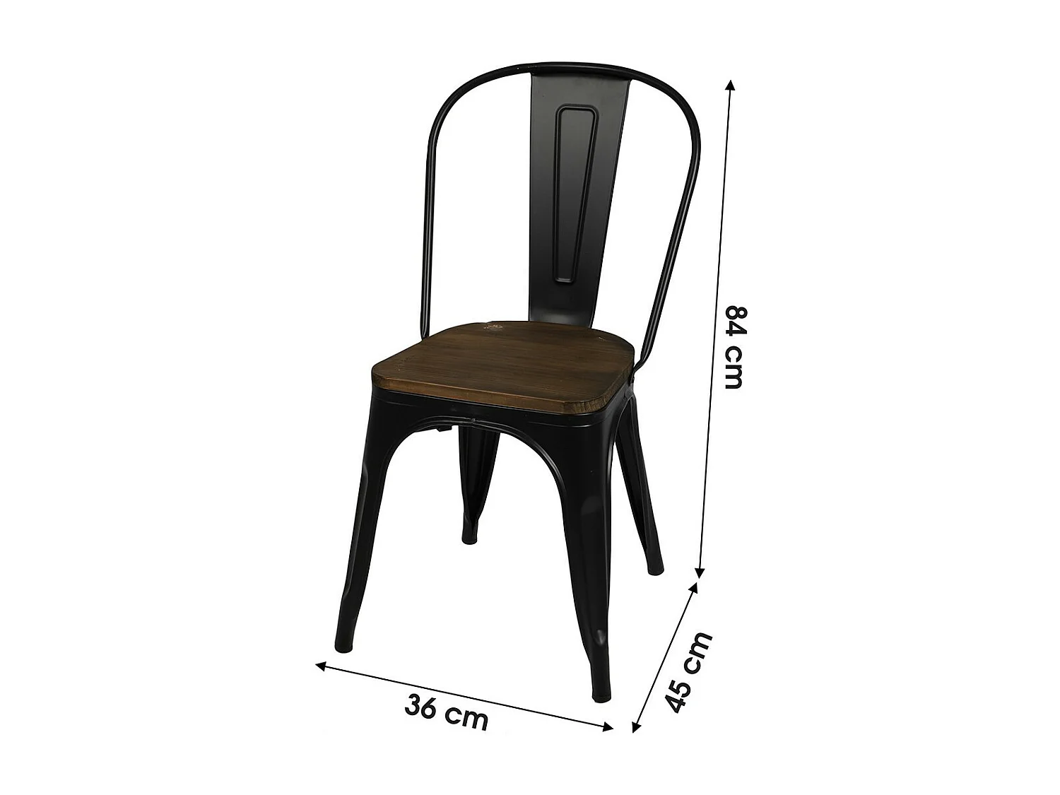 Set di 4 sedie in metallo nero opaco in stile industriale. Collezione FACTORY.
