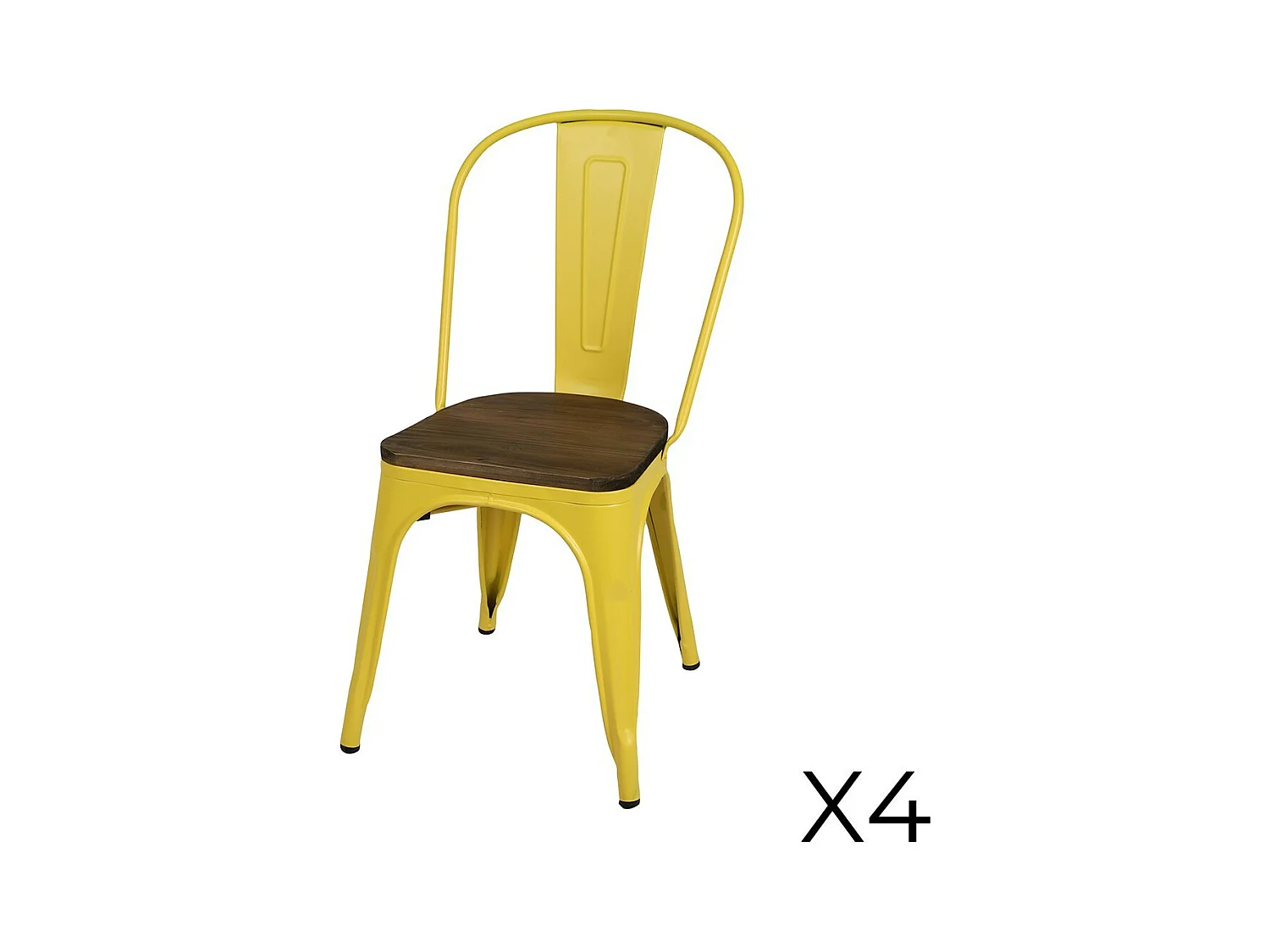 Lot de 4 chaises en métal jaune style industriel. Collection FACTORY.