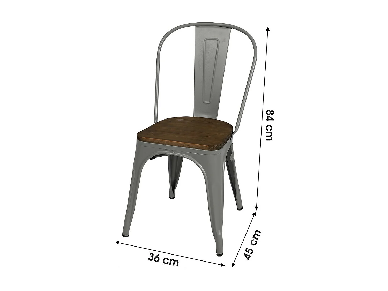 Lot de 4 chaises en métal gris clair style industriel. Collection FACTORY.