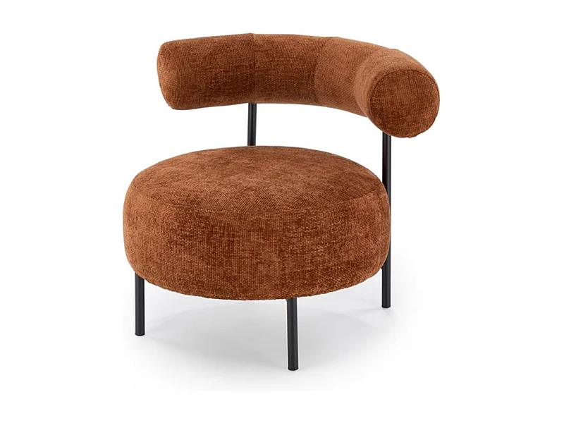 Silla redonda retro Roby en tejido canela