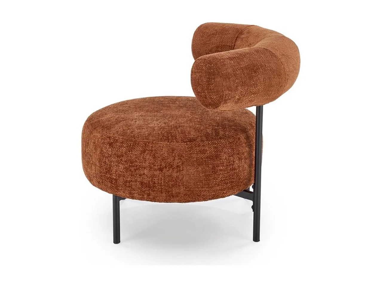 Chaise retro ronde en tissu cannelle Roby