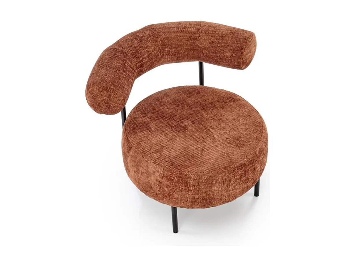 Chaise retro ronde en tissu cannelle Roby