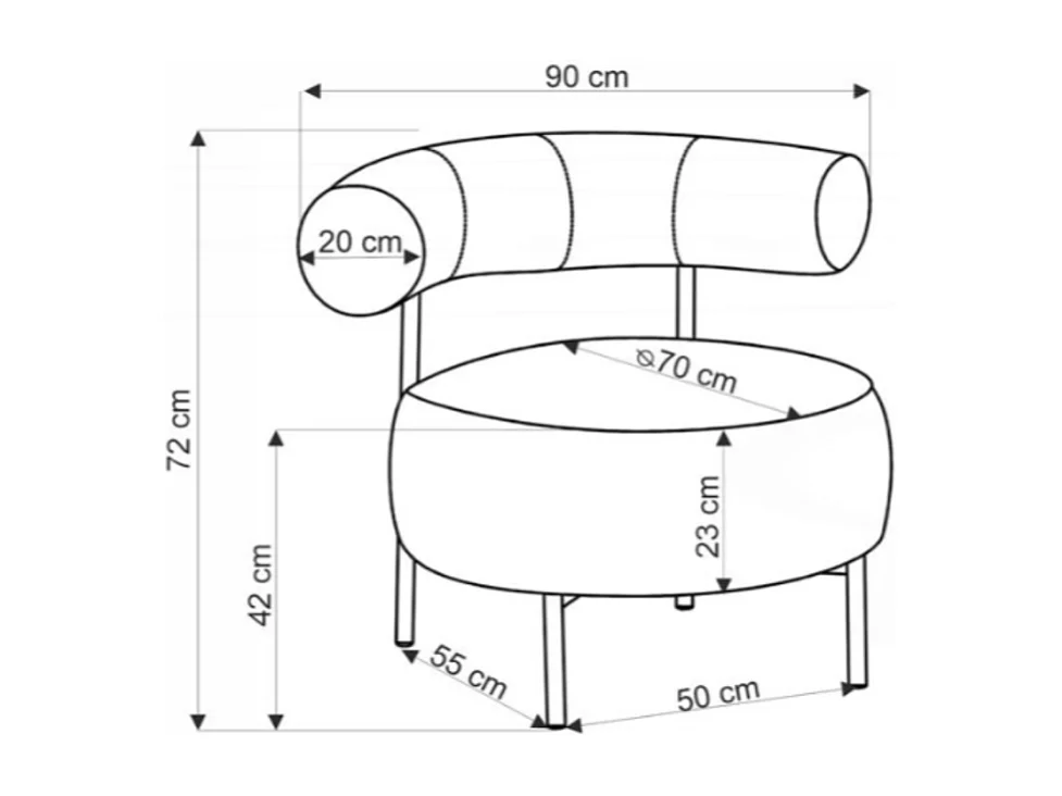 Chaise retro ronde en tissu cannelle Roby