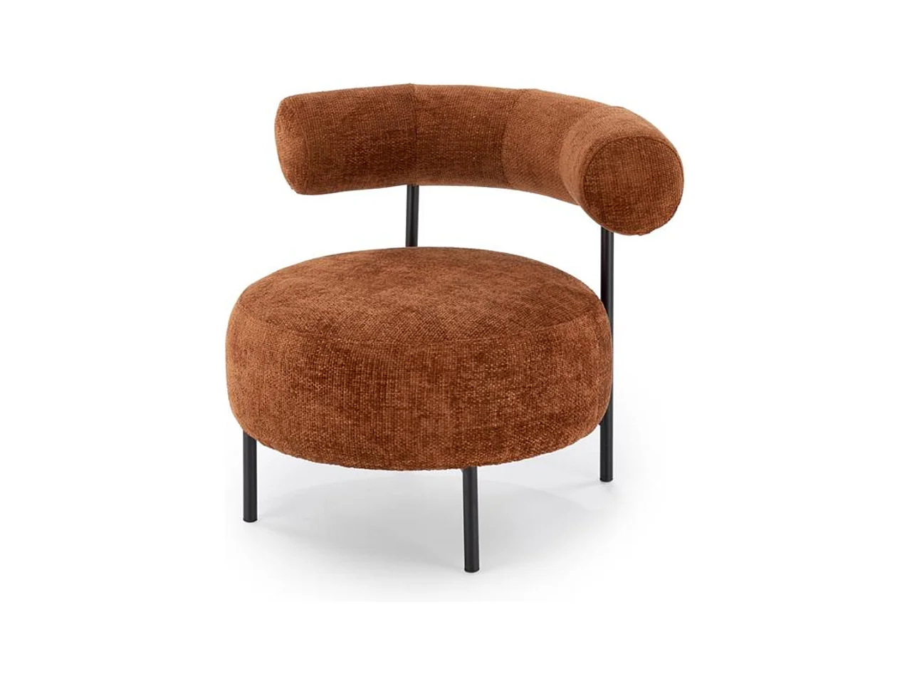 Chaise retro ronde en tissu cannelle Roby