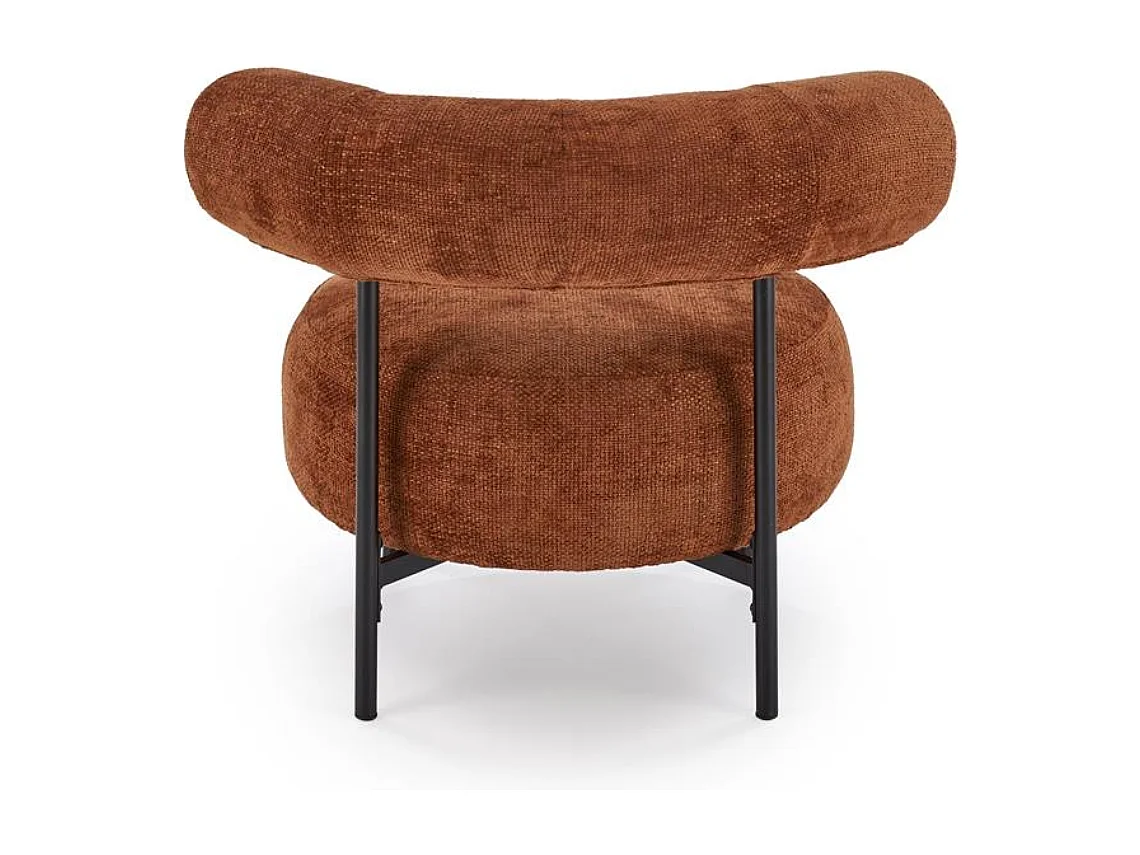 Chaise retro ronde en tissu cannelle Roby