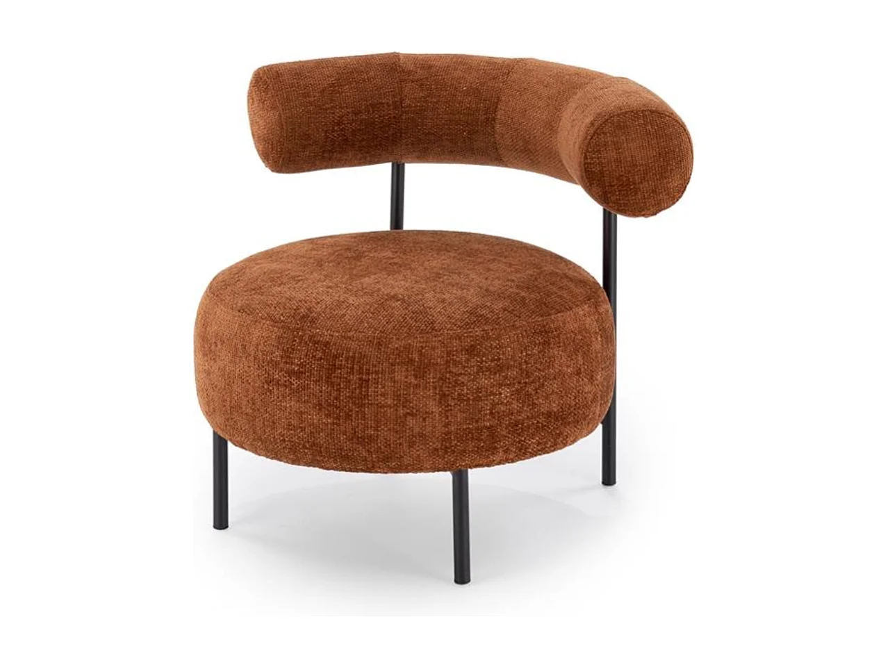 Silla redonda retro Roby en tejido canela