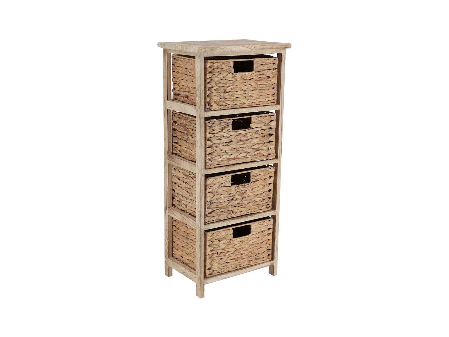 Meuble de rangement en Bois Naturel avec 4 Paniers tressés H 86  cm