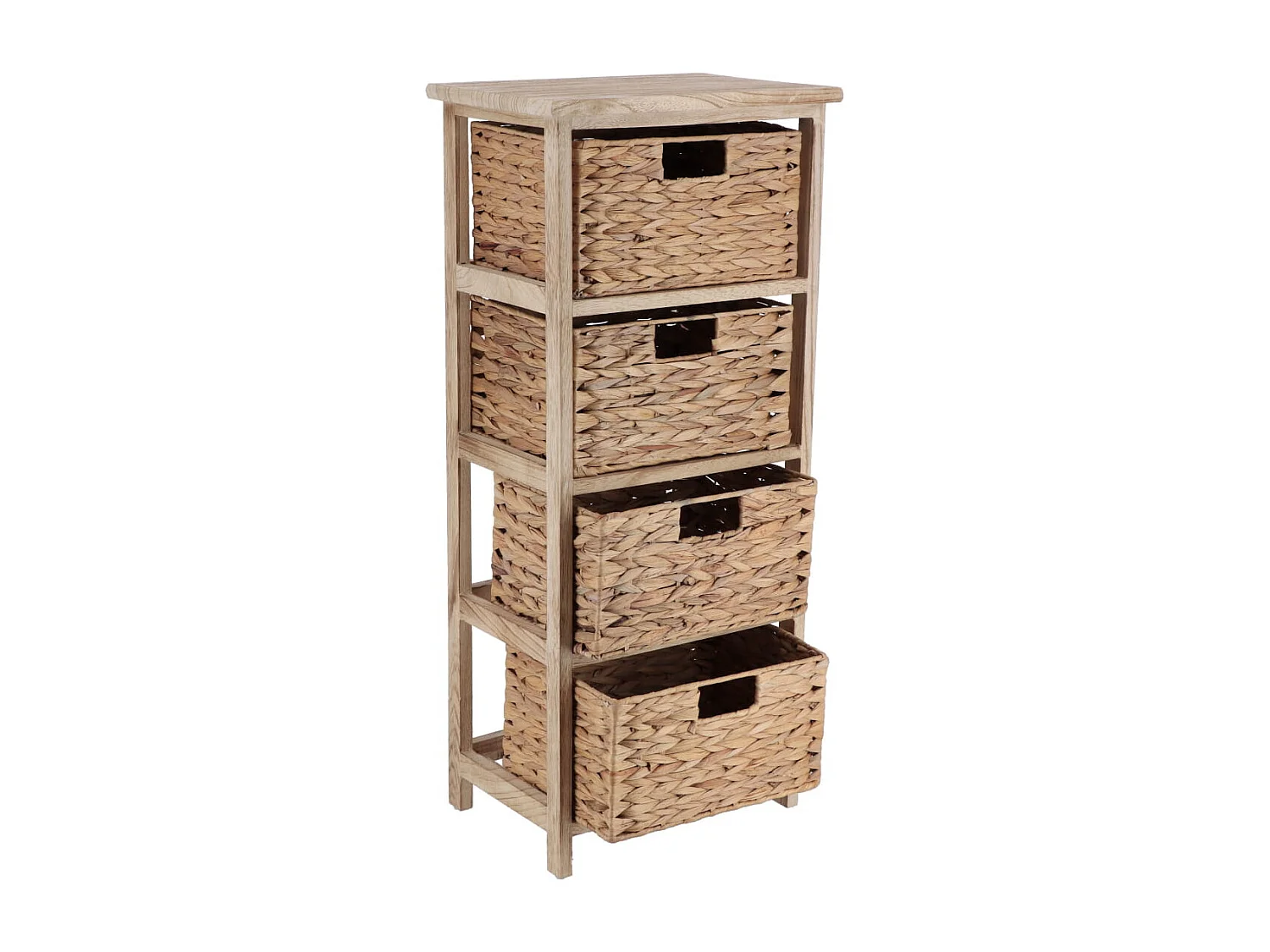 Meuble de rangement en Bois Naturel avec 4 Paniers tressés H 86  cm