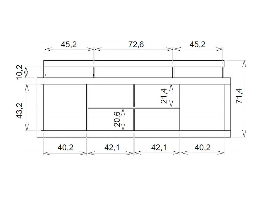 Meuble TV 70 Pouces Chêne et Gris 2 Portes Coulissantes L. 180 H 74 P 39.5 cm