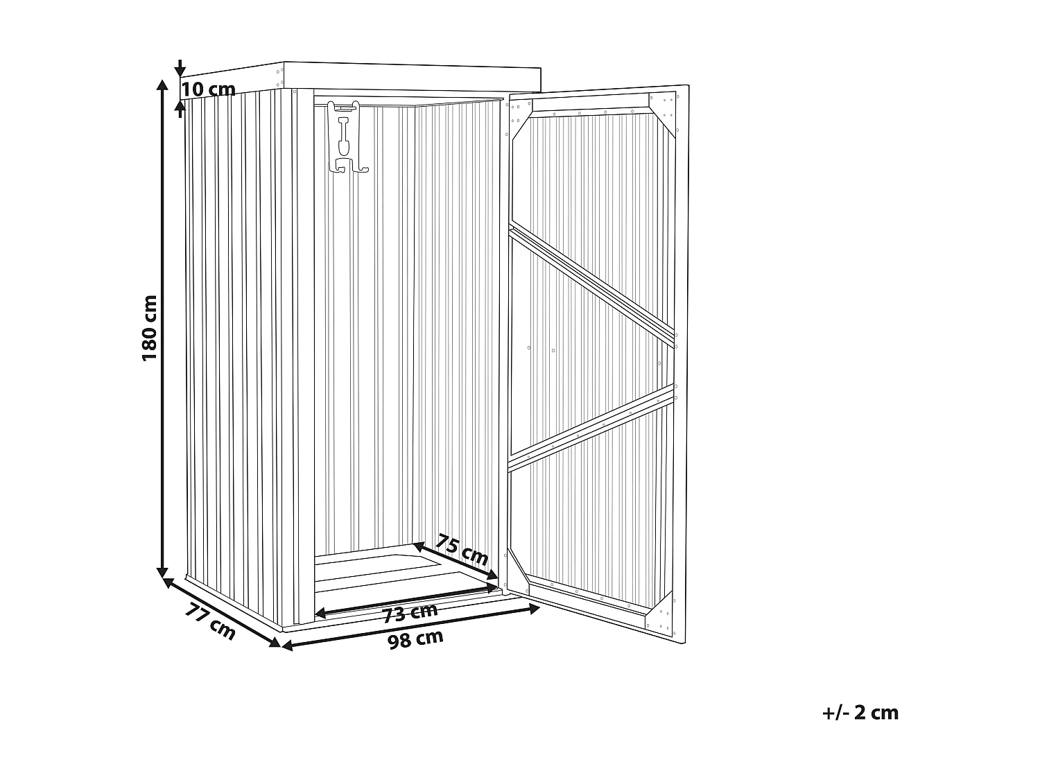 Abrigo de jardim UMBRIA Metal 98 cm 77 cm Preto