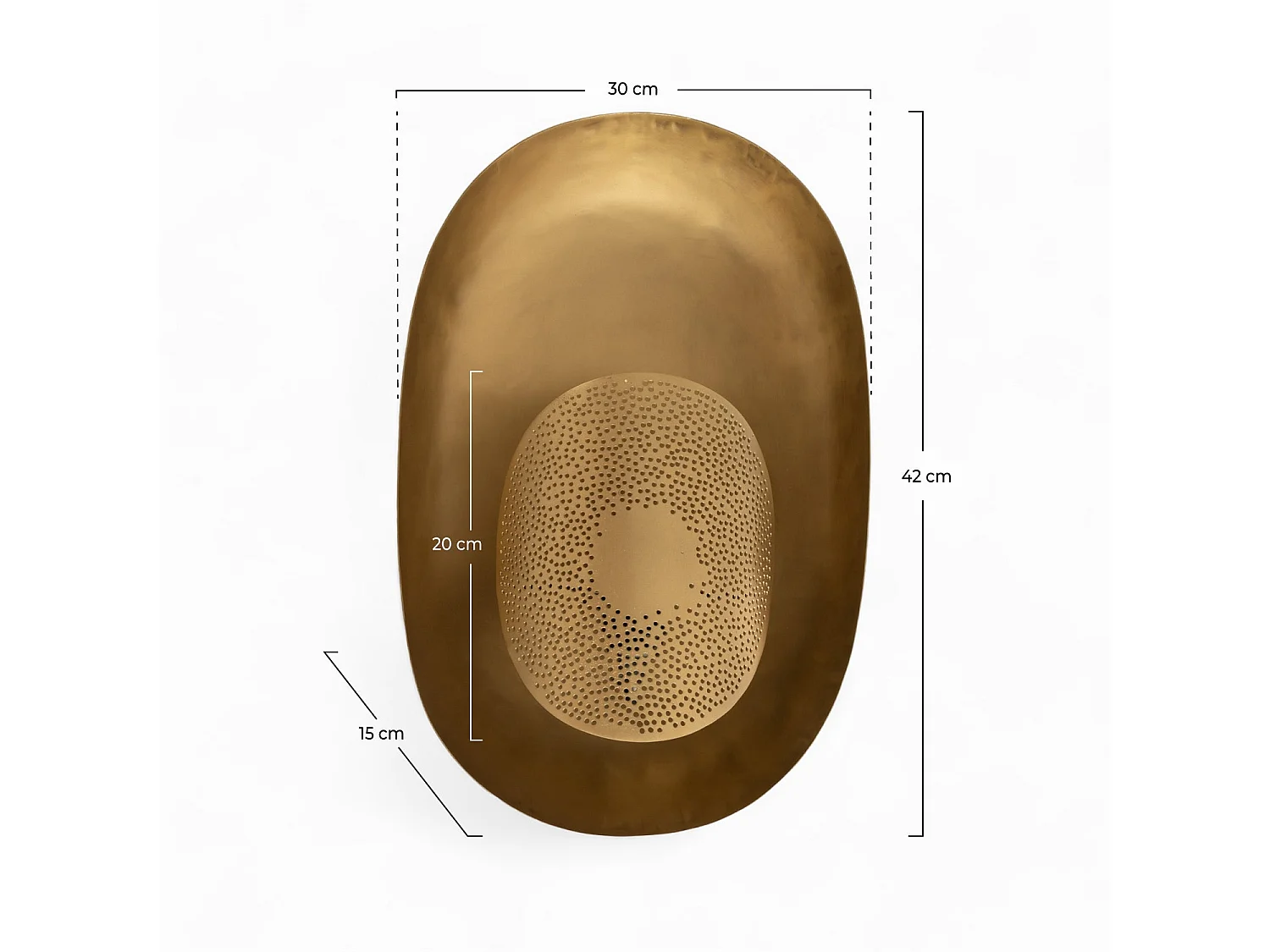 Aplique de pared ovalada de metal dorado - Djaby