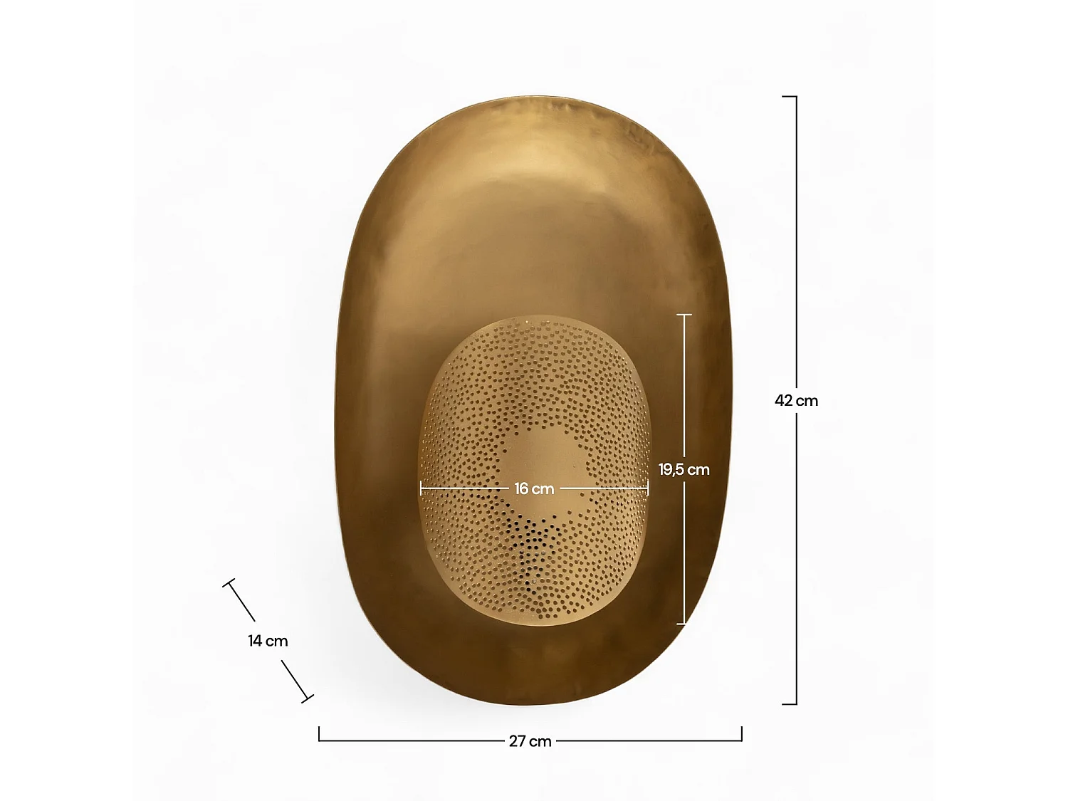 Aplique de pared ovalada de metal dorado - Djaby