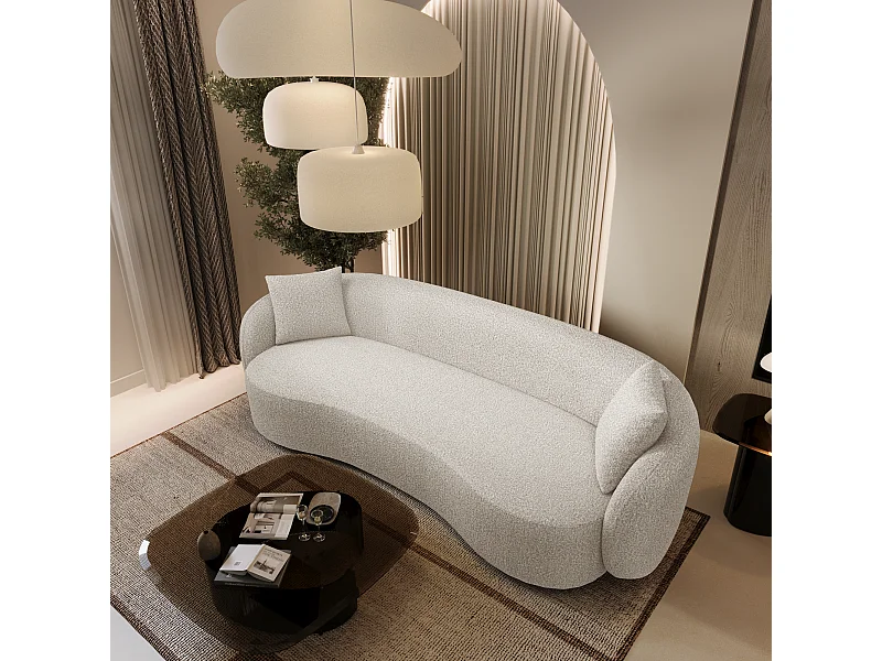 Canapé 3 places bouclette crème 210cm CELINE