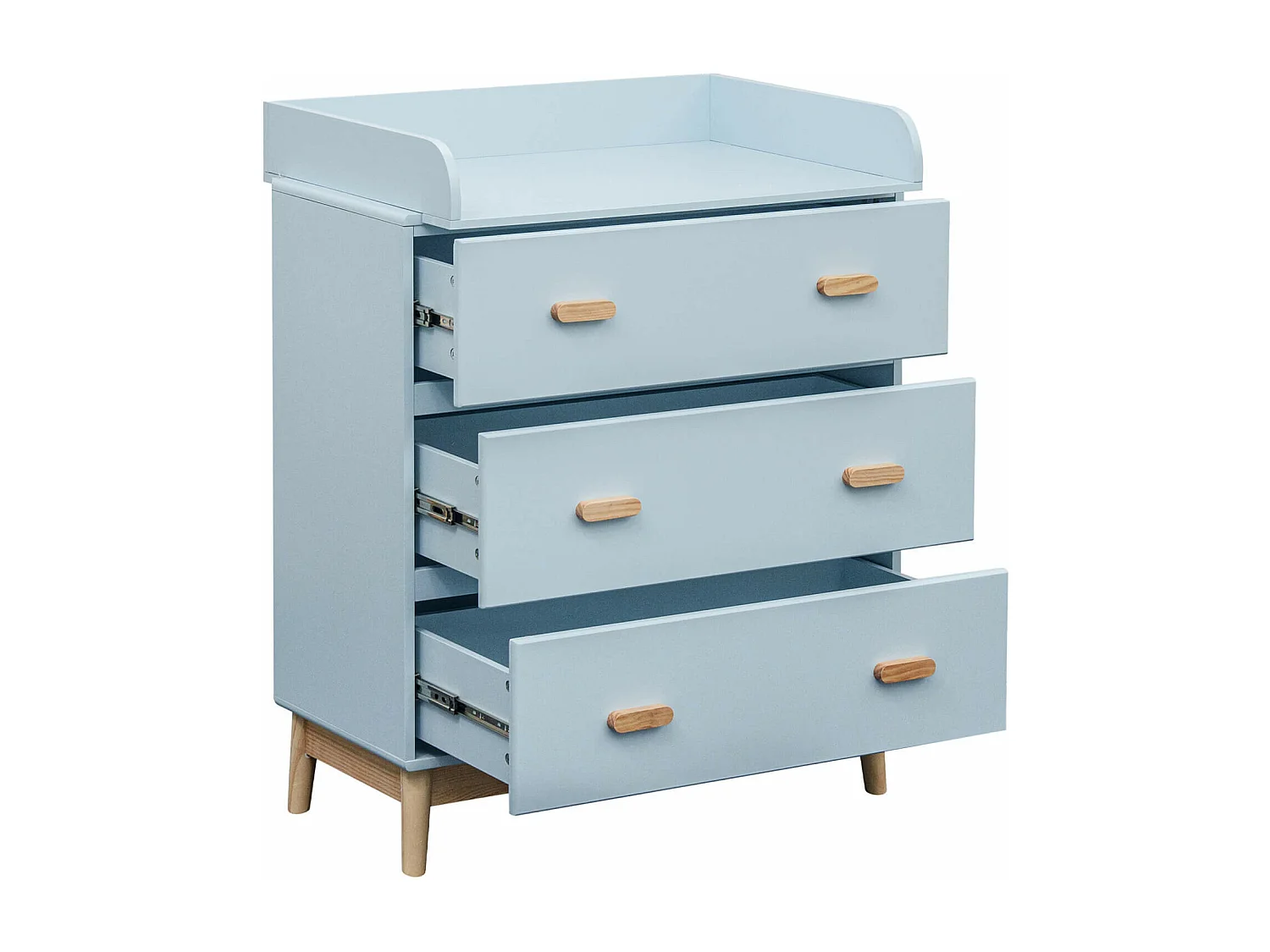 Table à langer Deble 100x80x42 MDF Bois Bleu ciel Marron Scandinave