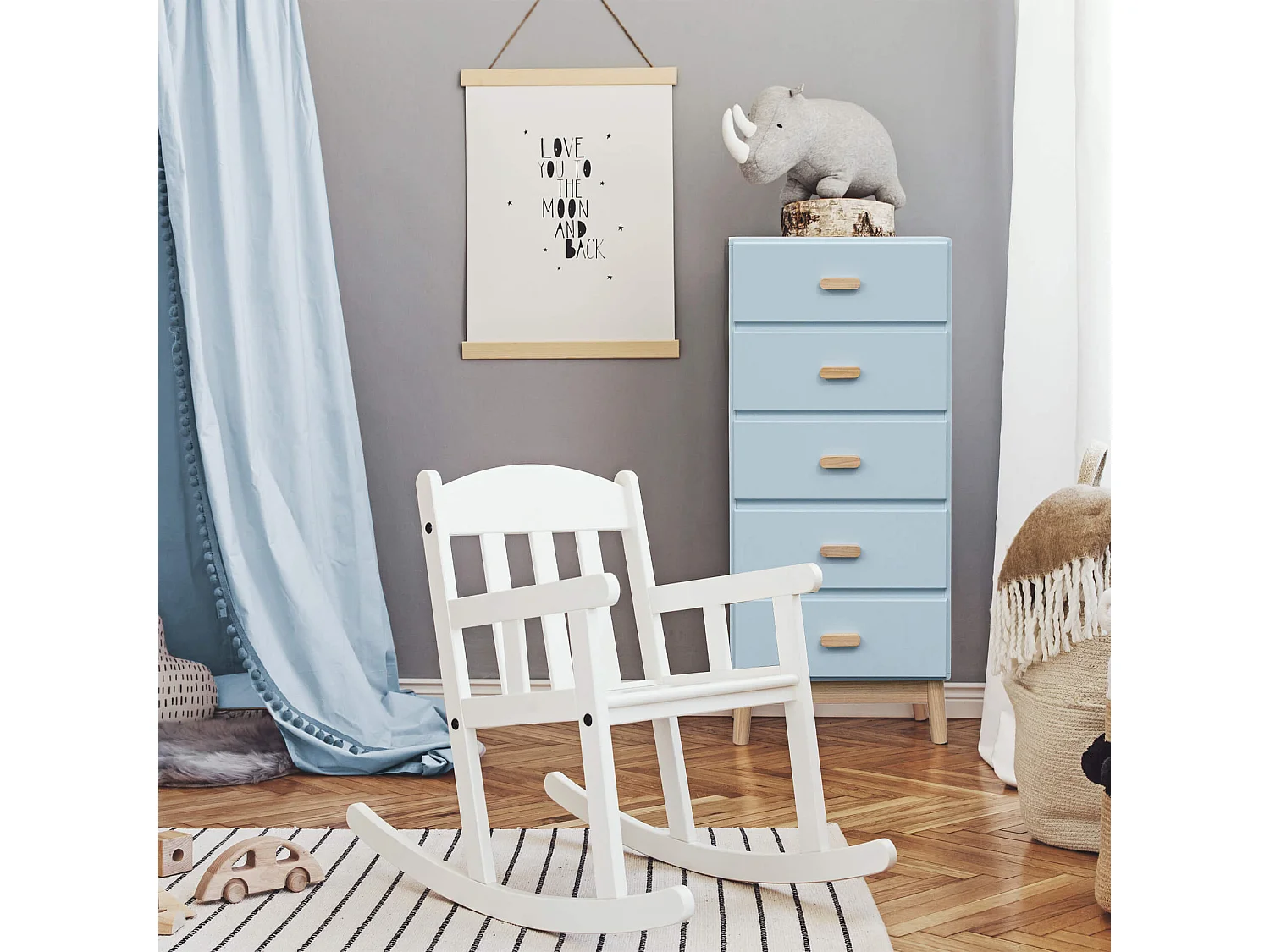 Commode Kuro 115x50x40 MDF Bois Bleu ciel Marron Scandinave