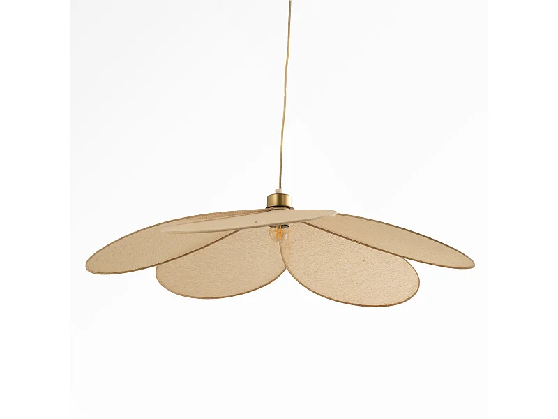 Sospensione in tessuto beige e metallo dorato D75 cm - Flora