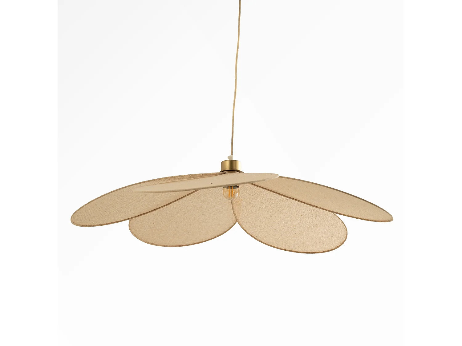 Sospensione in tessuto beige e metallo dorato D75 cm - Flora