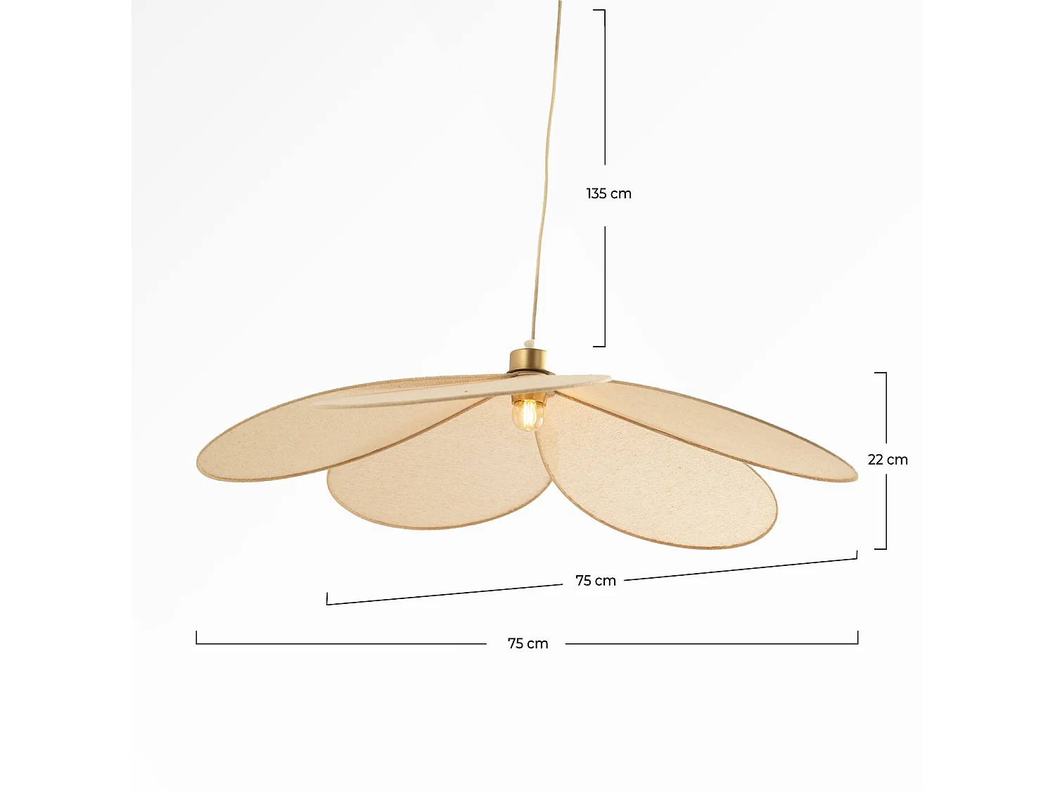 Sospensione in tessuto beige e metallo dorato D75 cm - Flora