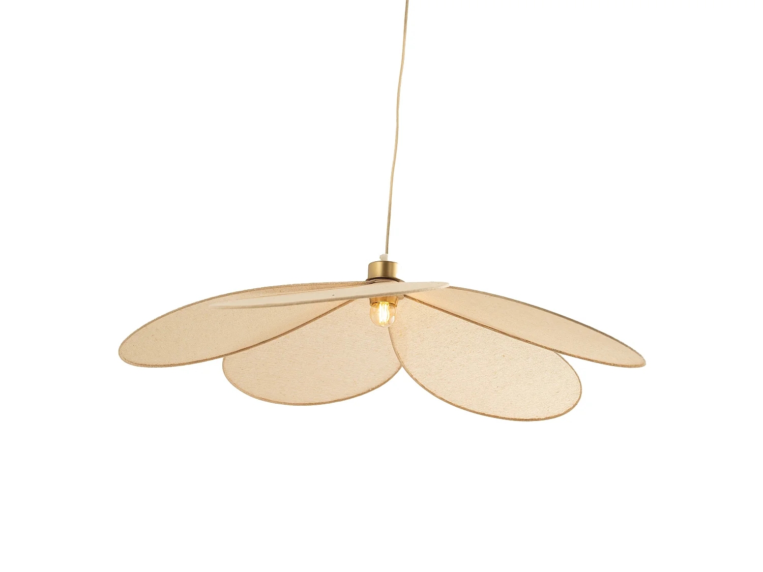 Suspension pétale en tissu beige et métal doré 75 cm - Flora