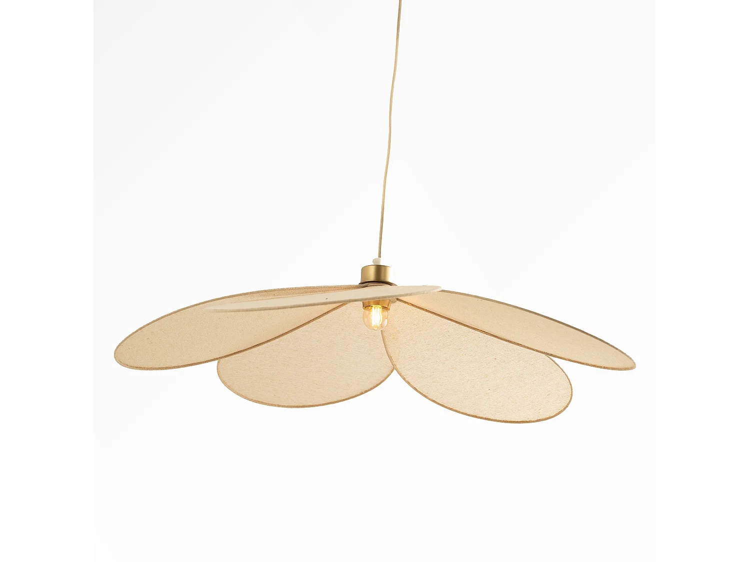 Lámpara de techo de tela beige y metal dorado D75 cm - Flora