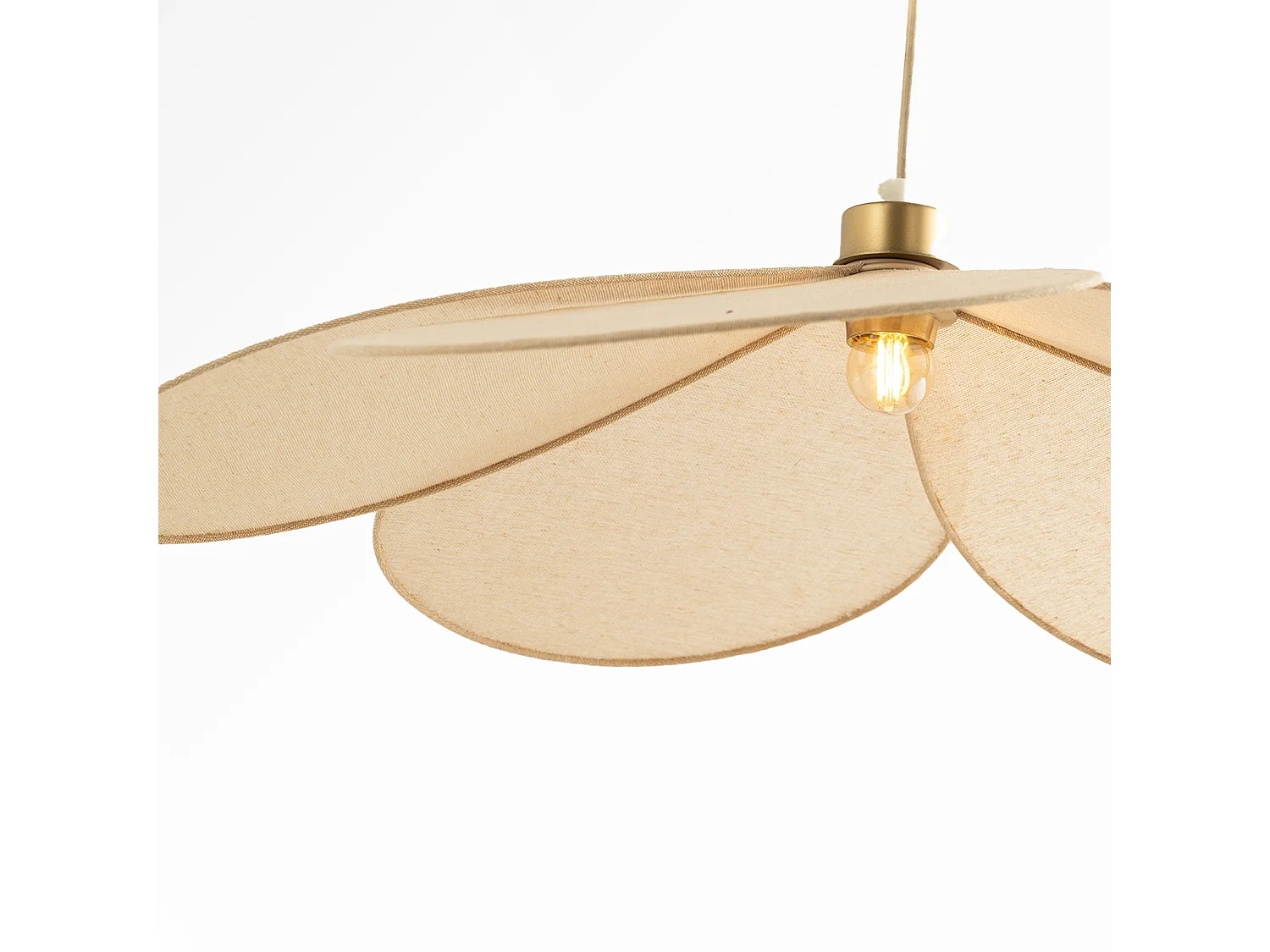 Lámpara de techo de tela beige y metal dorado D75 cm - Flora