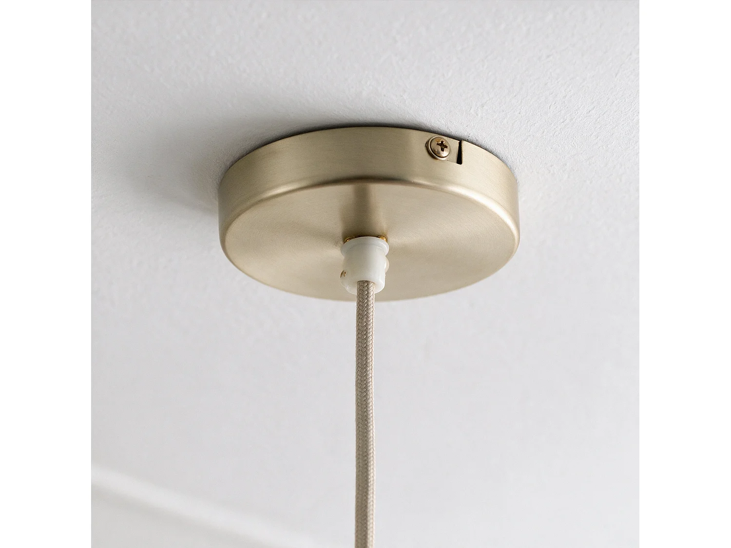 Lámpara de techo de tela beige y metal dorado D75 cm - Flora