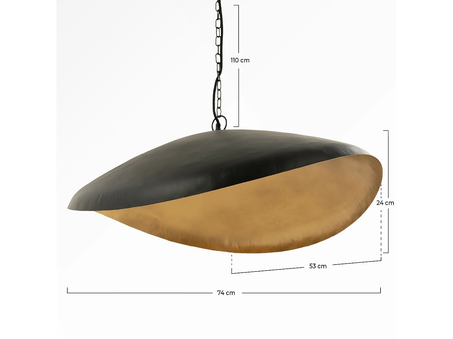 Suspension en métal noir et doré 74 cm - Pacha