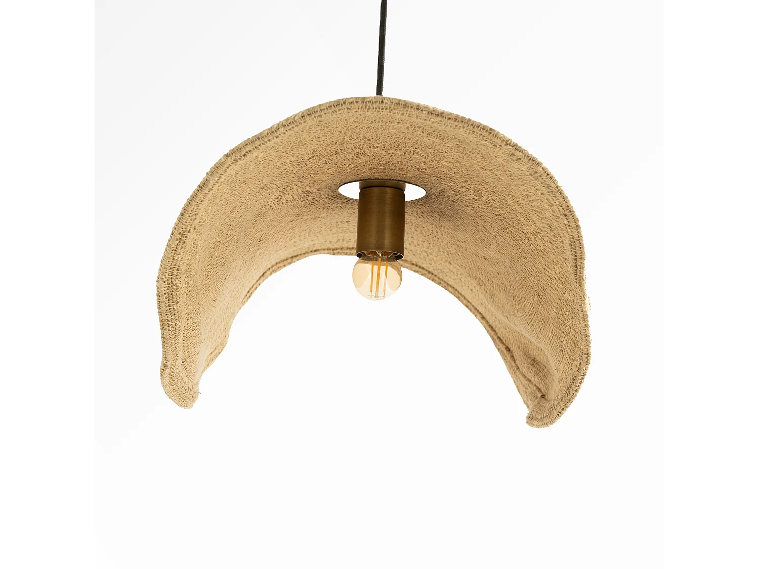 Sospensione in materiale naturale beige e metallo D61 cm - Maho