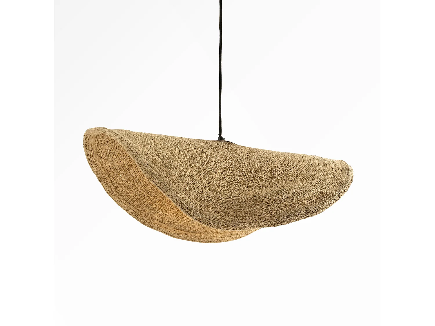 Sospensione in materiale naturale beige e metallo D61 cm - Maho