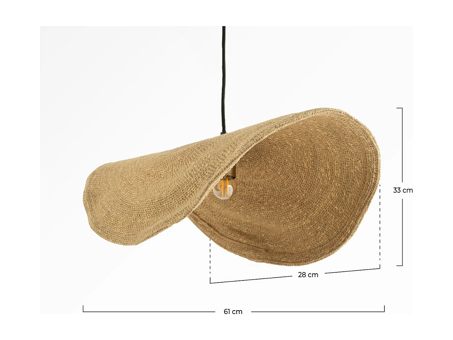 Sospensione in materiale naturale beige e metallo D61 cm - Maho