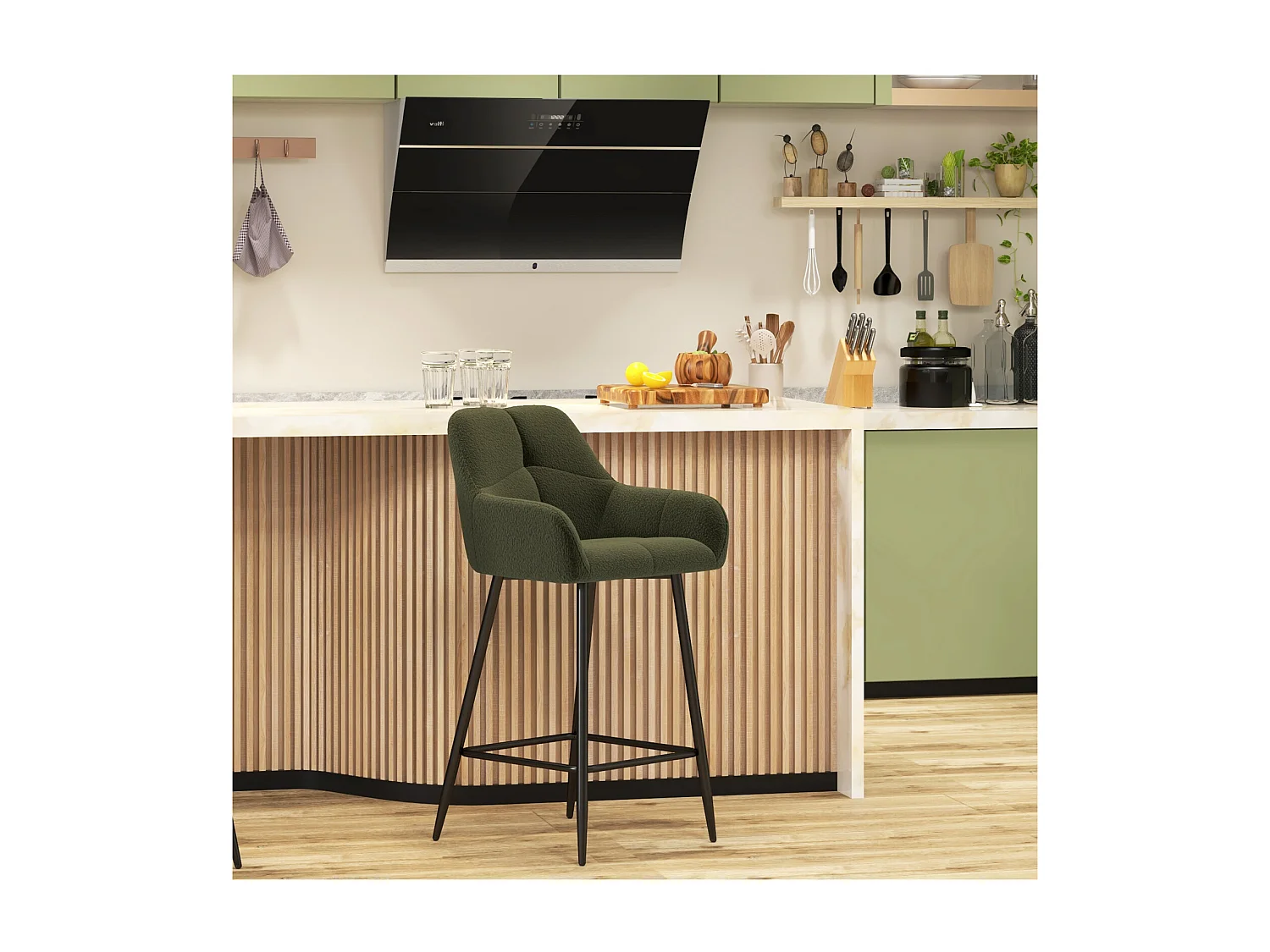 LEA-Poltrona da bar in tessuto Cosy Army (x2)