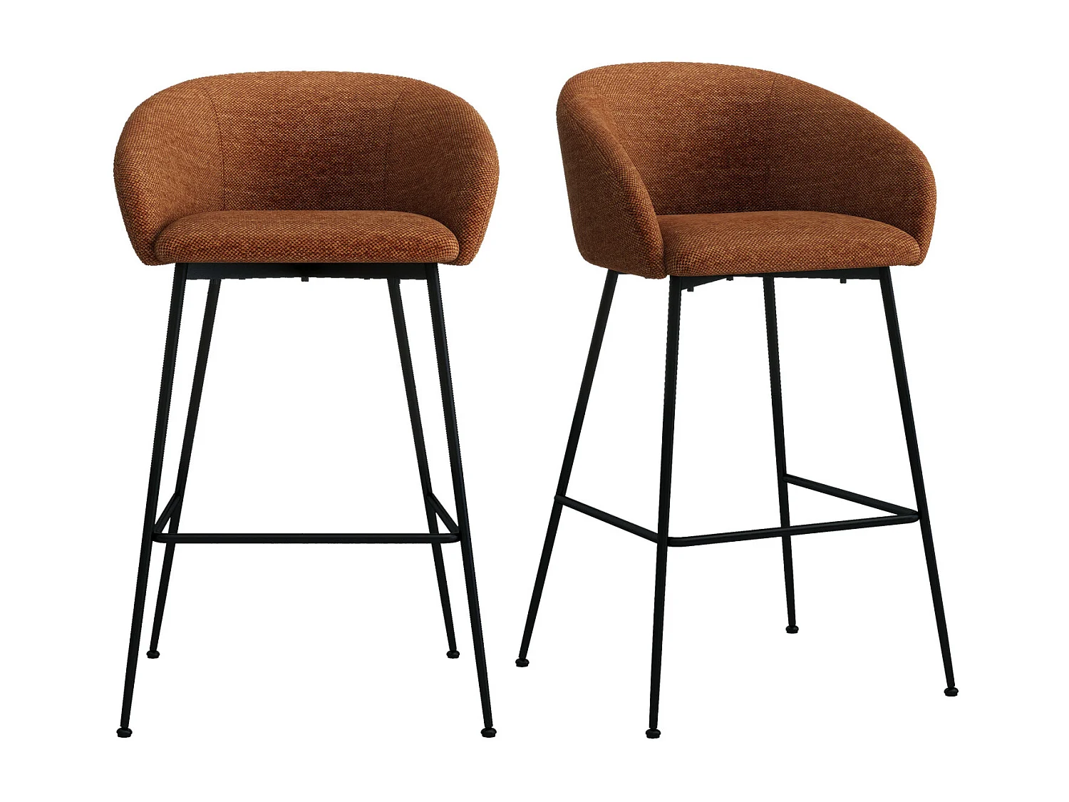 CHLOE-Sedia da bar in tessuto terracotta (x2)