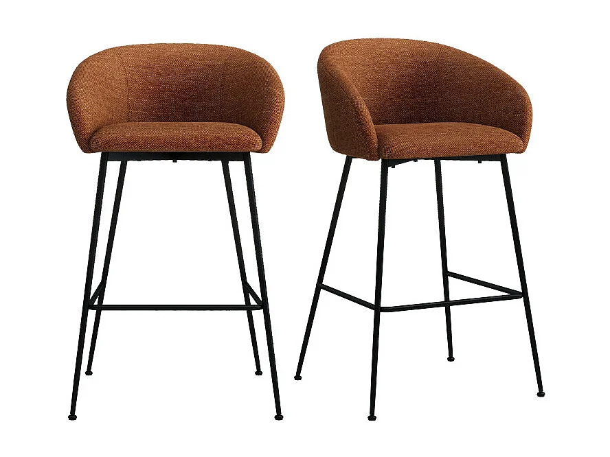 CHLOE-Silla de bar de tela terracota (x2)