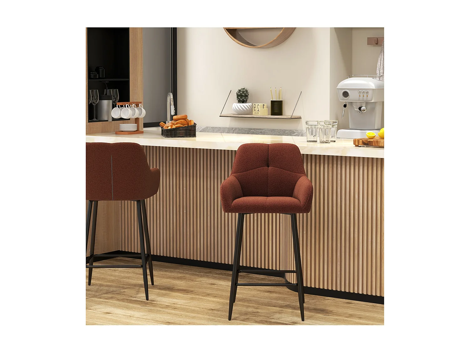 LEA-Poltrona da bar in tessuto Cosy Terracotta (x2)