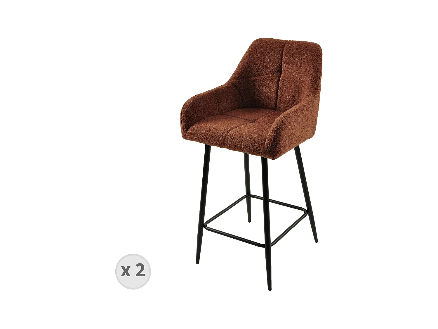 LEA-Fauteuil de bar en tissu Cosy Terracota (x2)
